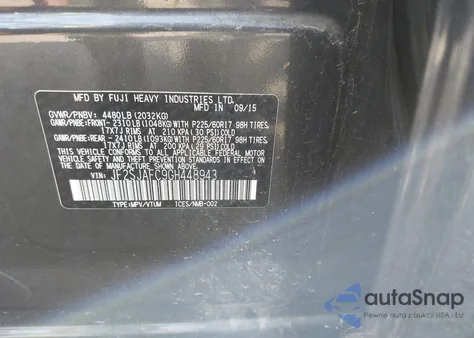 2016 Subaru Forester 2.5I Premium from USA, damaged, VIN JF2SJAFC9GH448943